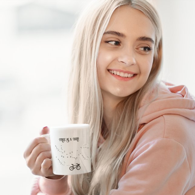 Cycling Life, free as a bird customisable Two-Tone Coffee Mug (Creator Uploaded)