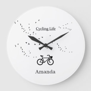 Cycling Life, free as a bird Large Clock