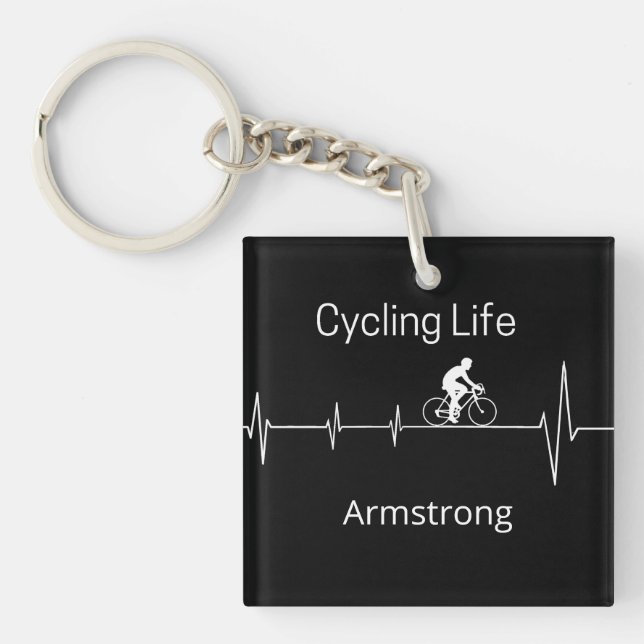 Cycling Life, Heartbeat customisable Key Ring (Front)