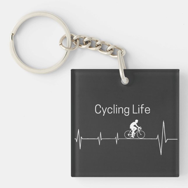 Cycling Life, Heartbeat customisable Key Ring (Front)