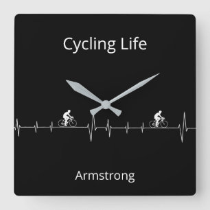 Cycling Life, Heartbeat customisable Square Wall Clock