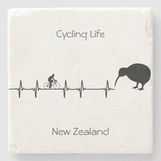 Cycling Life, New Zealand customisable Stone Coaster (Front)
