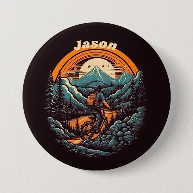 Cycling Life, retro customisable 7.5 Cm Round Badge (Front)