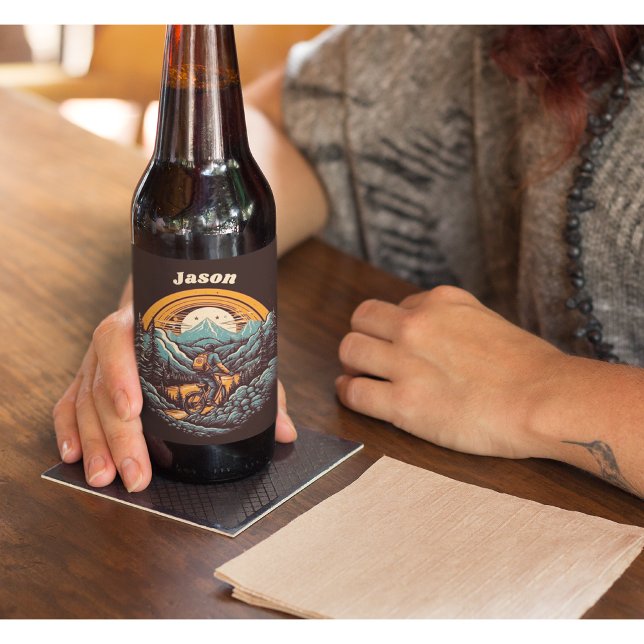 Cycling Life, retro customisable Beer Bottle Label (Creator Uploaded)