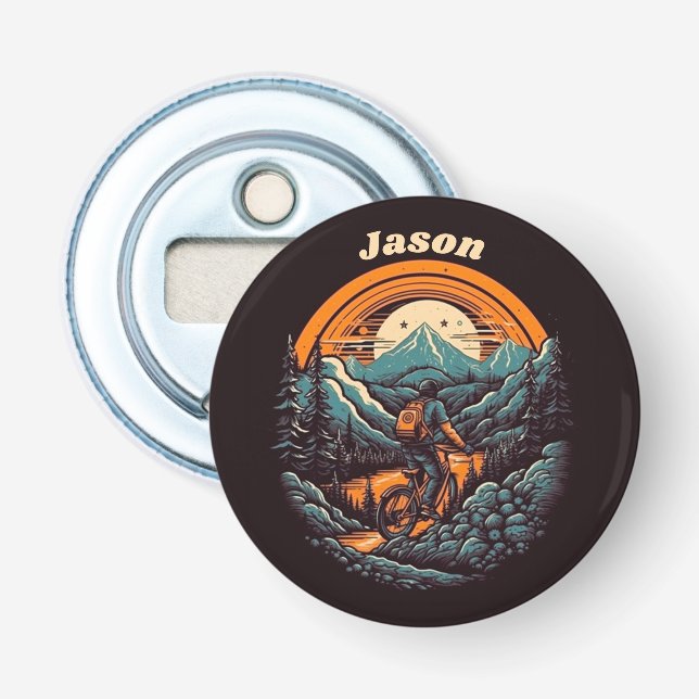 Cycling Life, retro customisable Bottle Opener (Front)