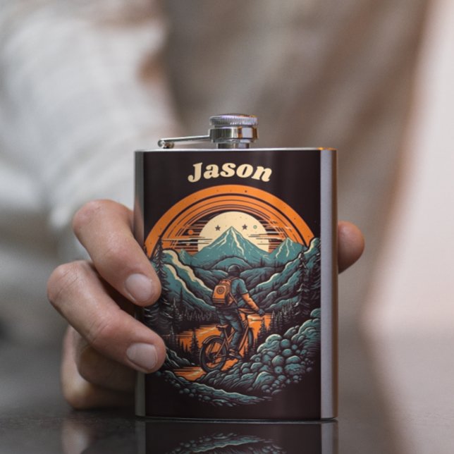 Cycling Life, retro customisable Hip Flask (Creator Uploaded)