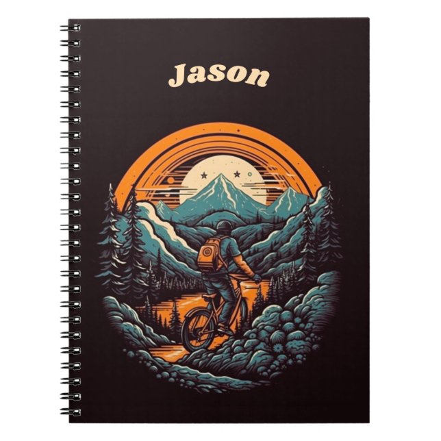 Cycling Life, retro customisable Notebook (Front)