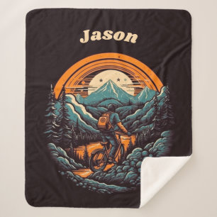 Cycling Life, retro customisable Sherpa Blanket