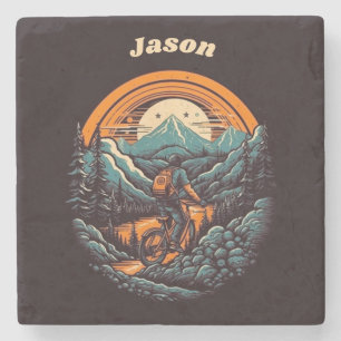 Cycling Life, retro customisable Stone Coaster