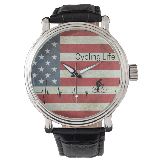 Cycling Life, Stars and Stripes  Watch (Front)