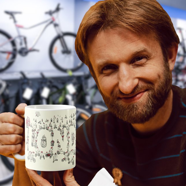 Cycling London Covid19 Lockdown Funny Word Art Coffee Mug (Bicycles around london art fun cycling illustration coffee mug)