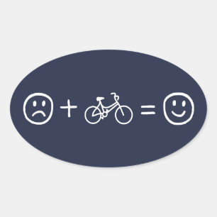 Cycling Makes You Happy Oval Sticker