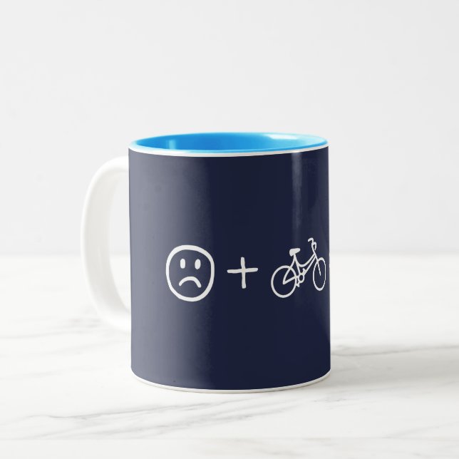 Cycling Makes You Happy Two-Tone Coffee Mug (Front Left)