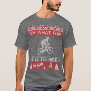 Cycling Mountain Biking Oh What Fun Christmas Snow T-Shirt