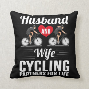 Cycling Partner Husband Wife Couple Biking Love Cushion