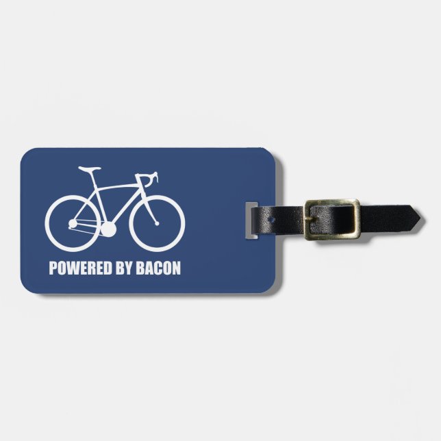 Cycling Powered By Bacon Luggage Tag (Front Horizontal)
