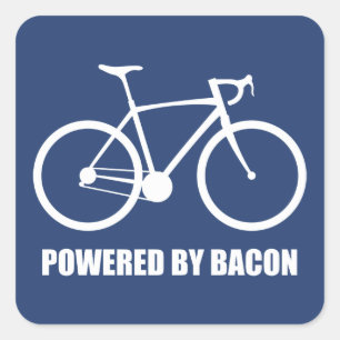 Cycling Powered By Bacon Square Sticker