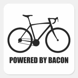 Cycling Powered By Bacon Square Sticker