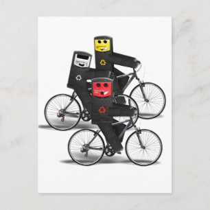 Cycling Recycle Bins Postcard