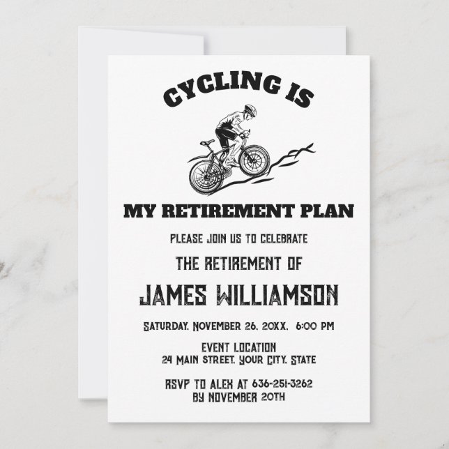 Cycling retired retirement party invitation (Front)