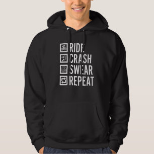 Cycling Ride Crash Swear Repeat Humour Bicycle Hoodie