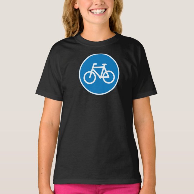 Cycling Road Sign Girls T-Shirt (Front)