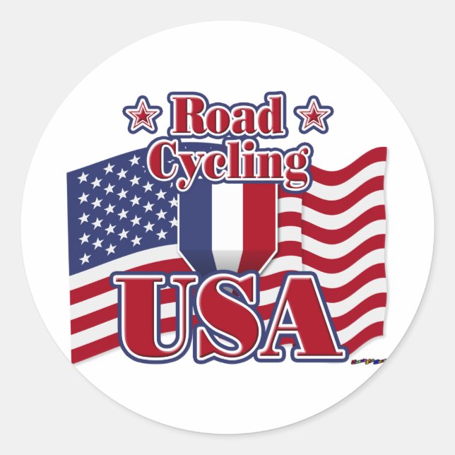 Cycling Road USA Classic Round Sticker (Front)