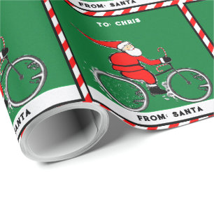 Cycling Santa Cyclist Wrapping Paper