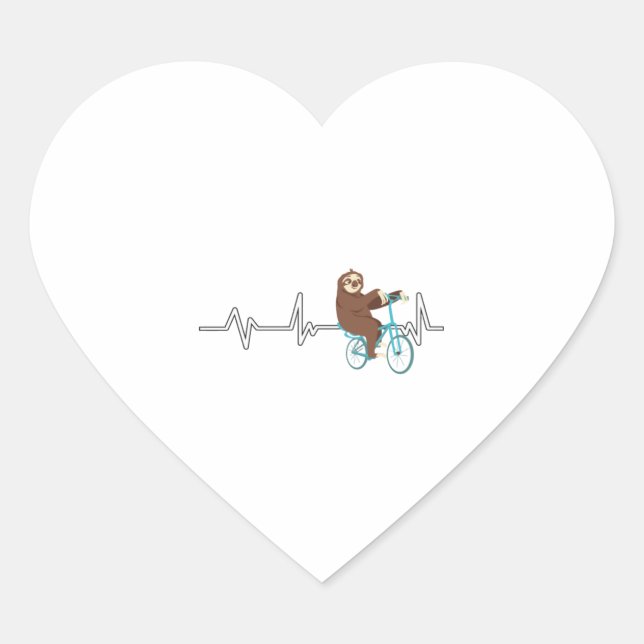 Cycling Sloth Heartbeat Cyclist Gift Cycling Sloth Heart Sticker (Front)