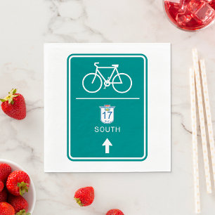 Cycling South Road Sign Napkin
