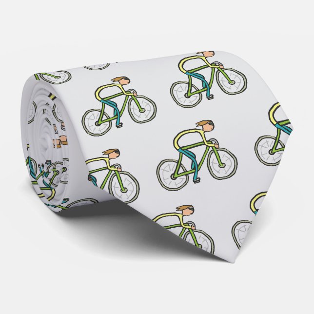 Cycling Stickman Tie (Rolled)