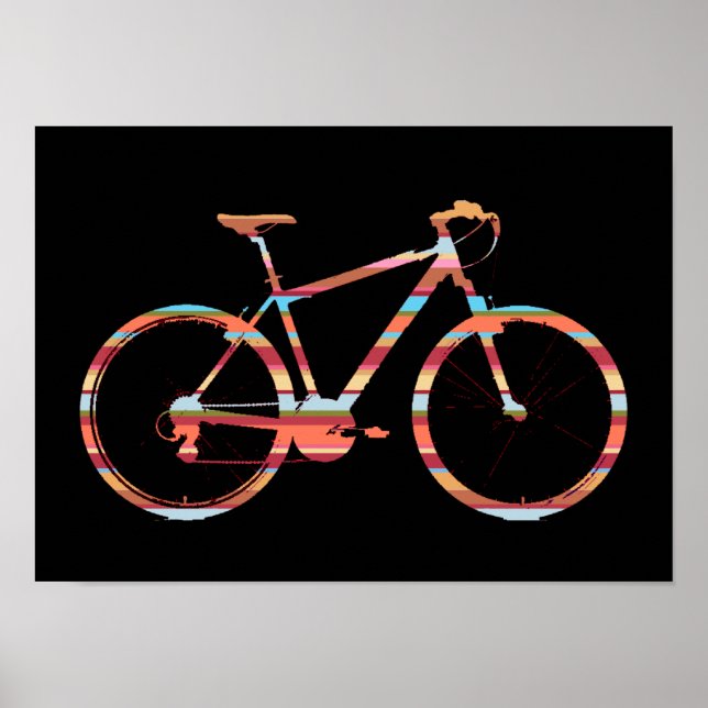 cycling striped-bicycle poster (Front)