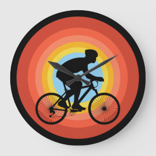 CYCLING SUNSET VINTAGE  LARGE CLOCK