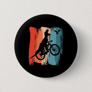 Cycling T-rex Dinosaur Mountain Biking Dino Riding 6 Cm Round Badge