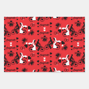 Cycling Tandem Romantic Wedding And Engagement Wrapping Paper Sheet