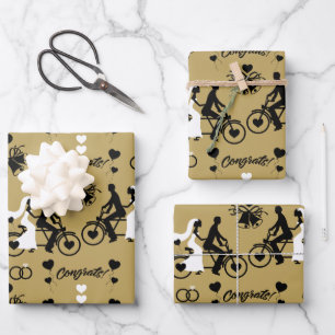 Cycling Tandem Romantic Wedding And Engagement Wrapping Paper Sheet