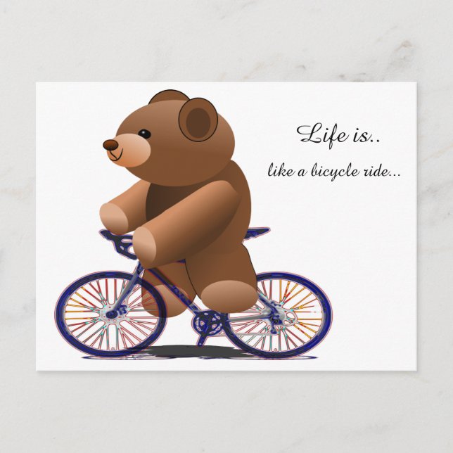 Cycling Teddy Bear Print Postcard (Front)