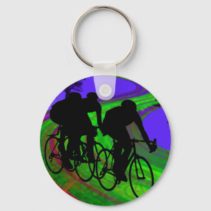 Cycling Trio on Ribbon Road Key Ring
