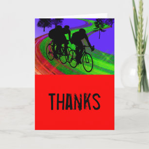 Cycling Trio on Ribbon Road Thanks Thank You Card