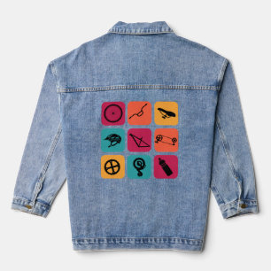 Cycling vintage bicycle parts cyclist  denim jacket