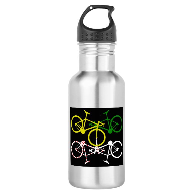 Cycling Yellow Green White Polka-Dot Jerseys 532 Ml Water Bottle (Front)
