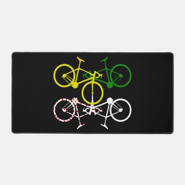 Cycling Yellow Green White Polka-Dot Jerseys Desk Mat (Front)