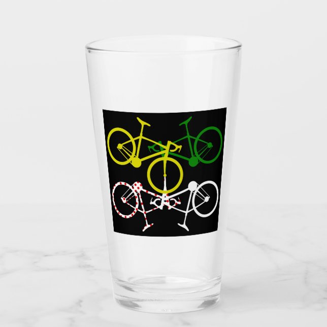 Cycling Yellow Green White Polka-Dot Jerseys Glass (Front)