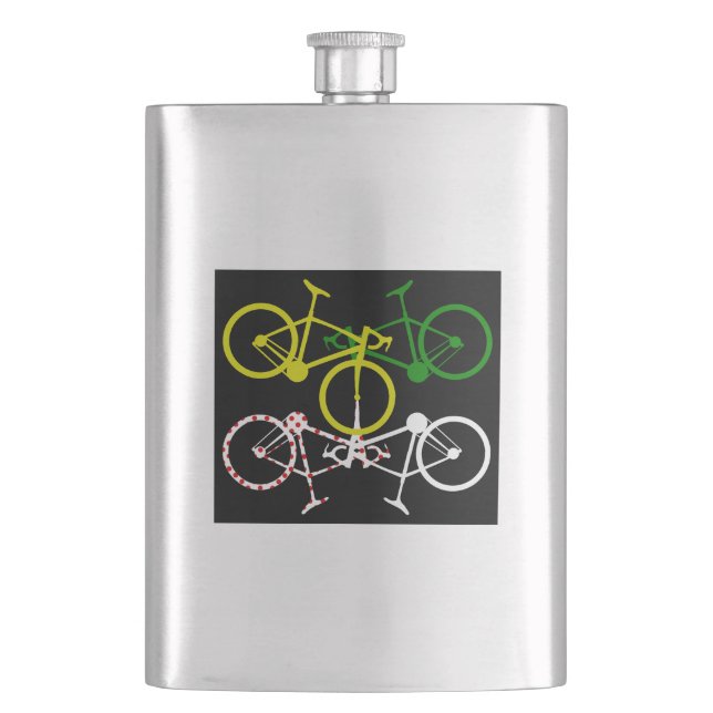 Cycling Yellow Green White Polka-Dot Jerseys Hip Flask (Front)