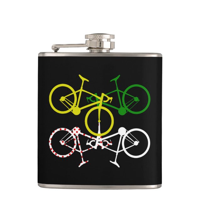 Cycling Yellow Green White Polka-Dot Jerseys Hip Flask (Front)
