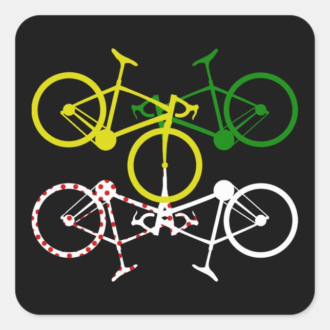 Cycling Yellow Green White Polka-Dot Jerseys Square Sticker (Front)