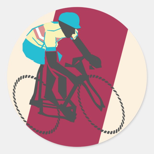 Cyclist #2 classic round sticker (Front)