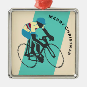 Cyclist #3 metal tree decoration