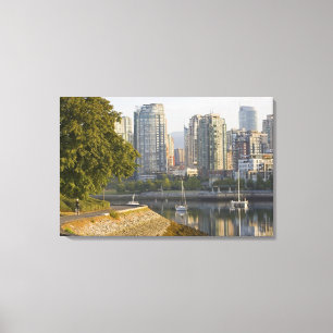 Cyclist along the Seawall Trail in downtown Canvas Print