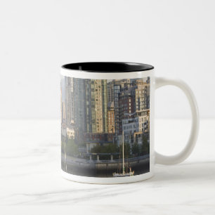 Cyclist along the Seawall Trail in downtown Two-Tone Coffee Mug